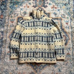 Vintage 80s Tundra Zip-up Striped Sweater Small
